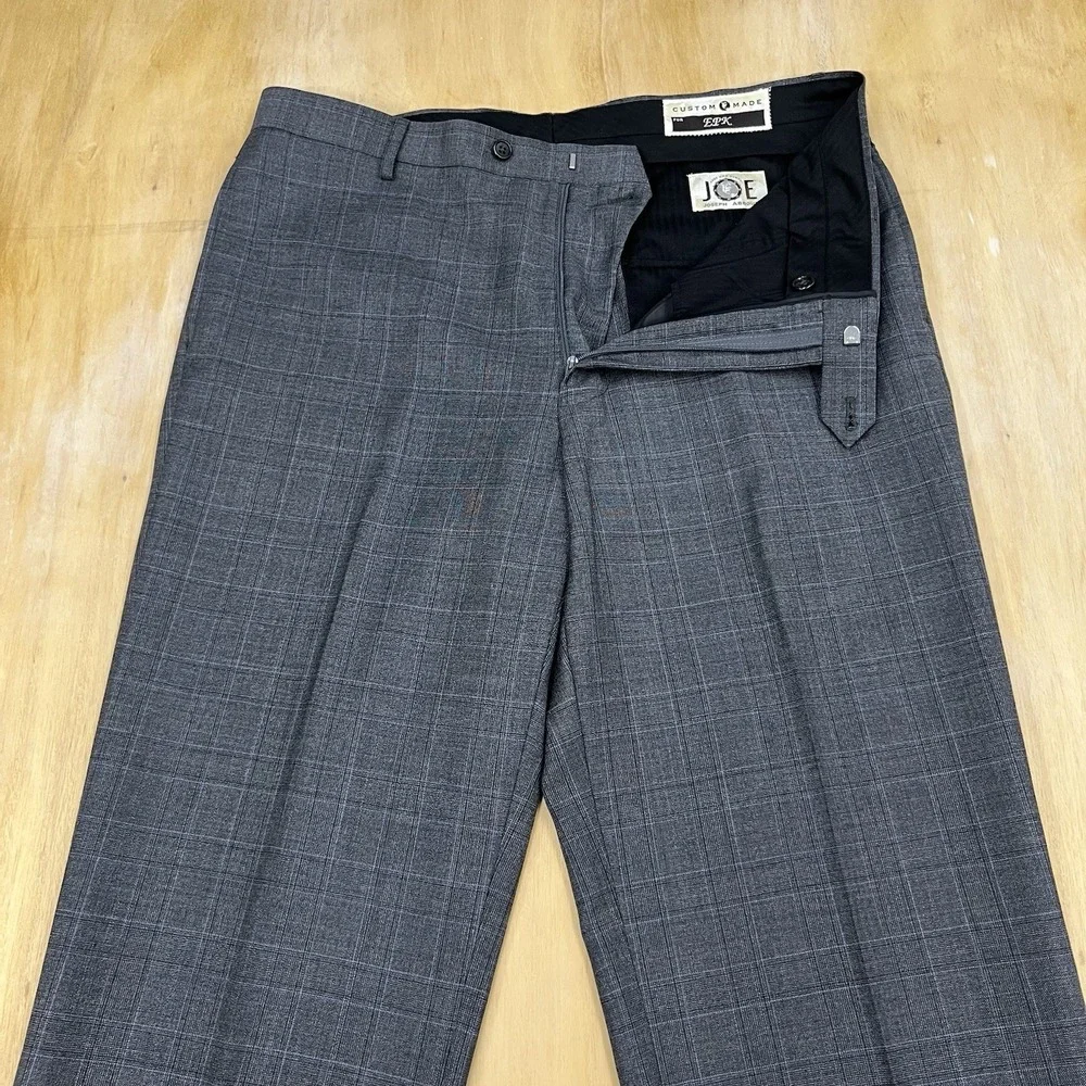 Joseph Abboud Custom Suit Mens 45L Long Wool Pants 35x35 (Unhemmed) Gray/Blue